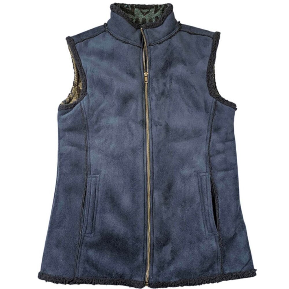 Red River Outfitters Full Zip Vest Womens‎ Small Blue Aztec Southwest Lining